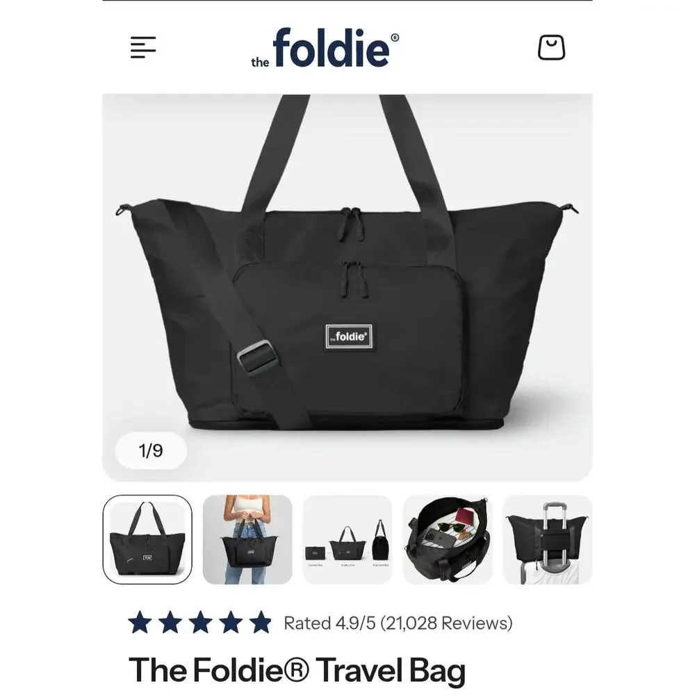 The Foldie Travel Bag NWT Burgundy Expandable Weekender Carry On Tote 40L